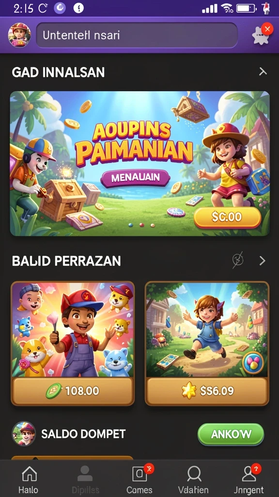 Berbagai pilihan game dalam satu aplikasi.