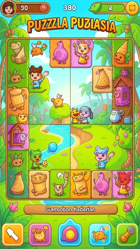 Screenshot tampilan antarmuka level pertama.