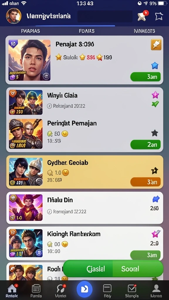 Beberapa karakter unik yang dapat dipilih untuk dimainkan.