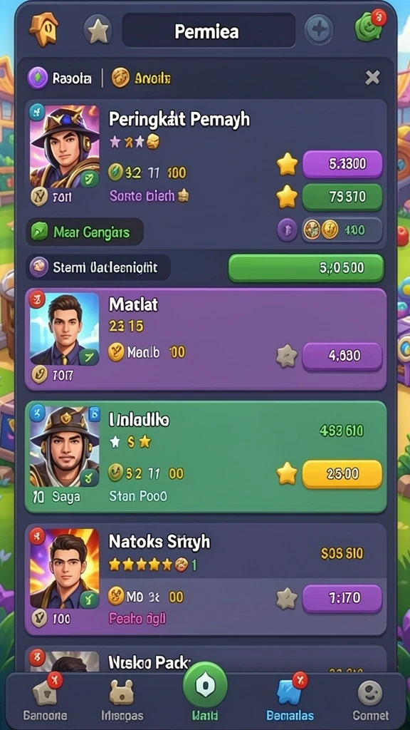Screenshot turnamen poker dengan banyak peserta.