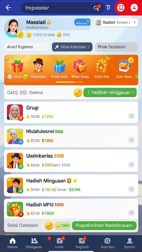 Menu utama yang mudah dinavigasi dan informatif.